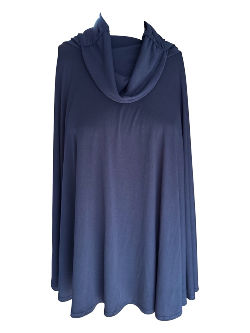 LAPIS Brand Navy Jersey Knit Stretch Cowl Neck Draped Poncho Sz M